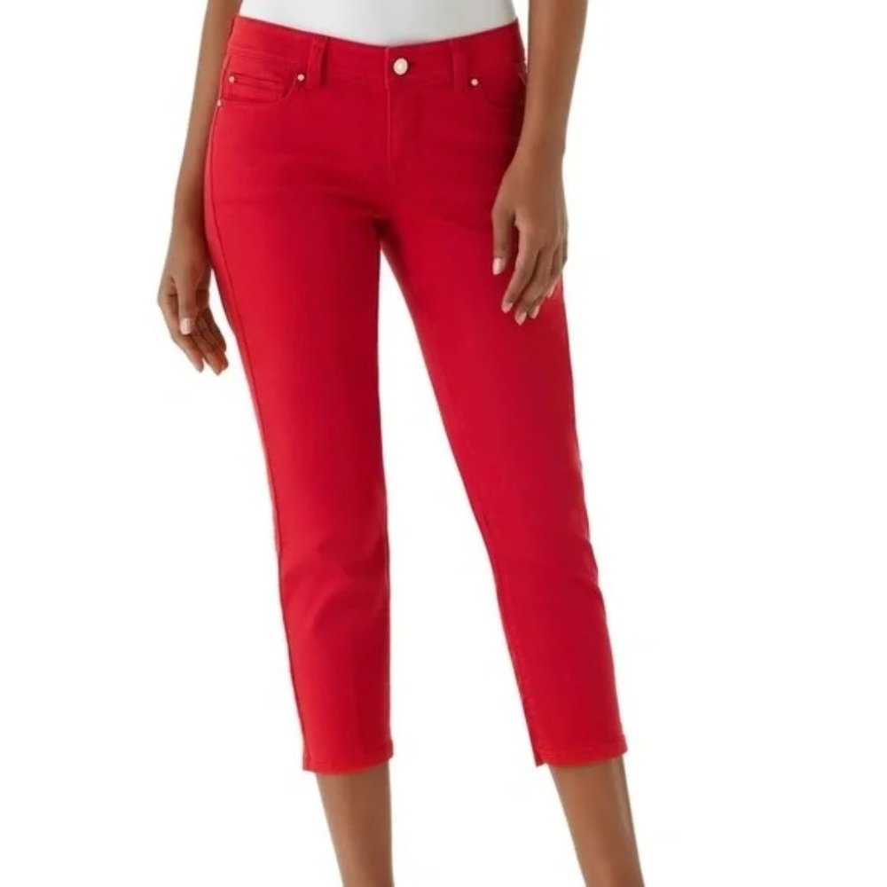 White House Black Market BLANC SLIM ANKLE Bright Red Stretch Jeans